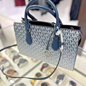 Michael Kors Blue and Gray Monogram Tote